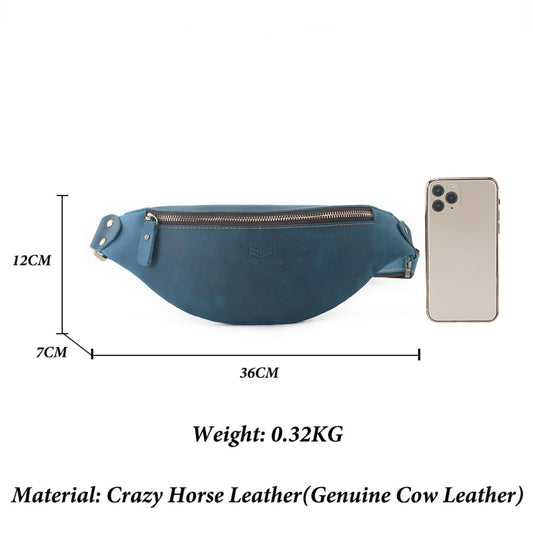 Royal Bagger Retro Crazy Horse Leather Waist Pack Crossbody Chest Bags Men Outdoor Sports Phone Pocket Shoulder Bag Genuine