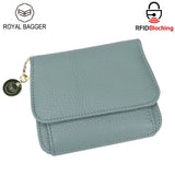 Royal Bagger RFID Short Wallet for Women Genuine Cow Leather Large Capacity Key Chain Card Holders Fashion Trifold Wallets 1459